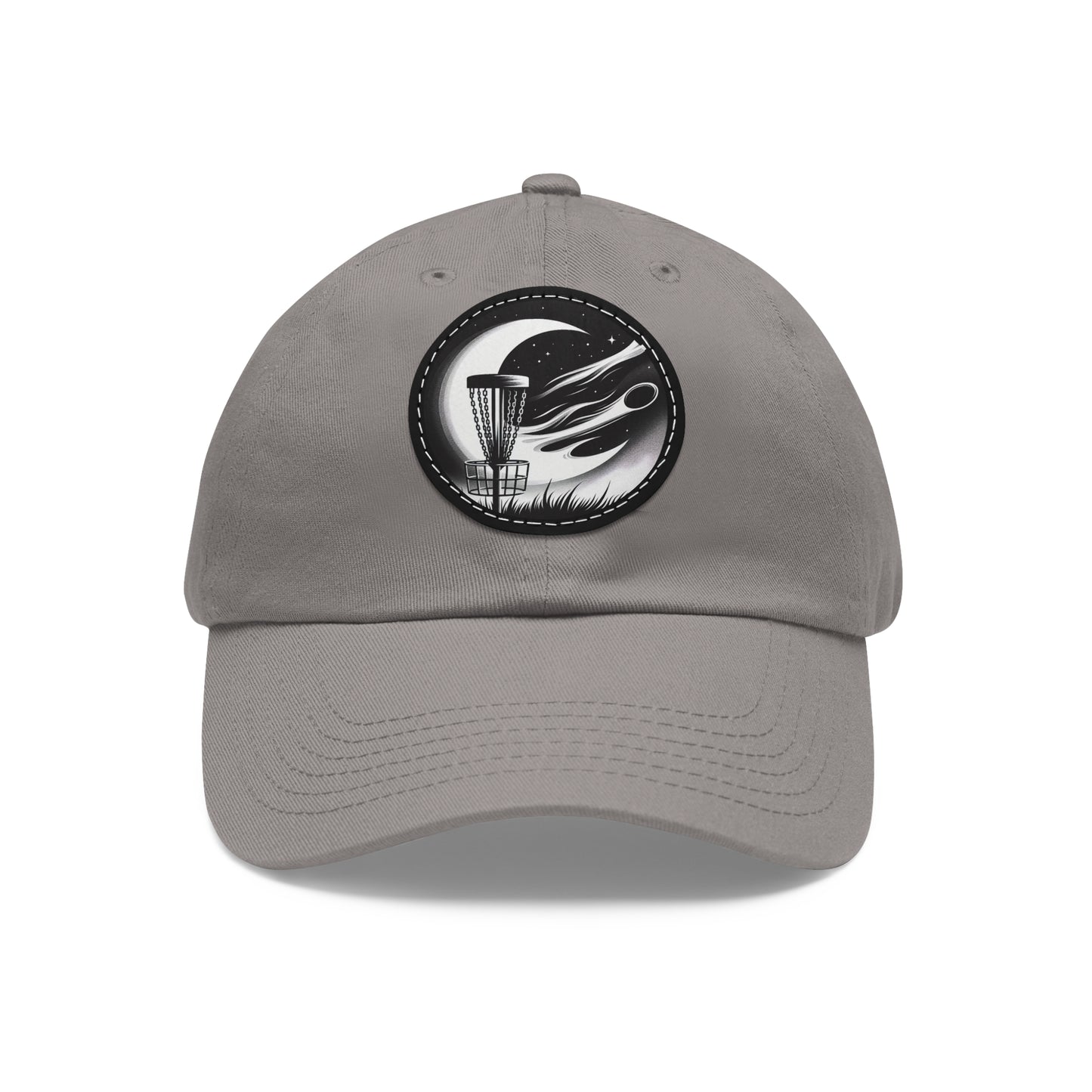Disc Golf Dad Hat with Leather Patch (Round)