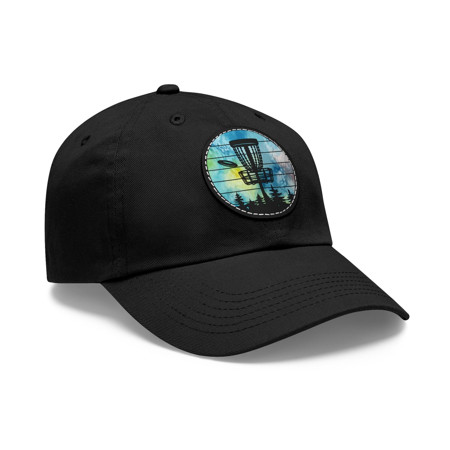 Flyin Colors Dad Hat with Leather Patch (Round) Disc Golf Basket