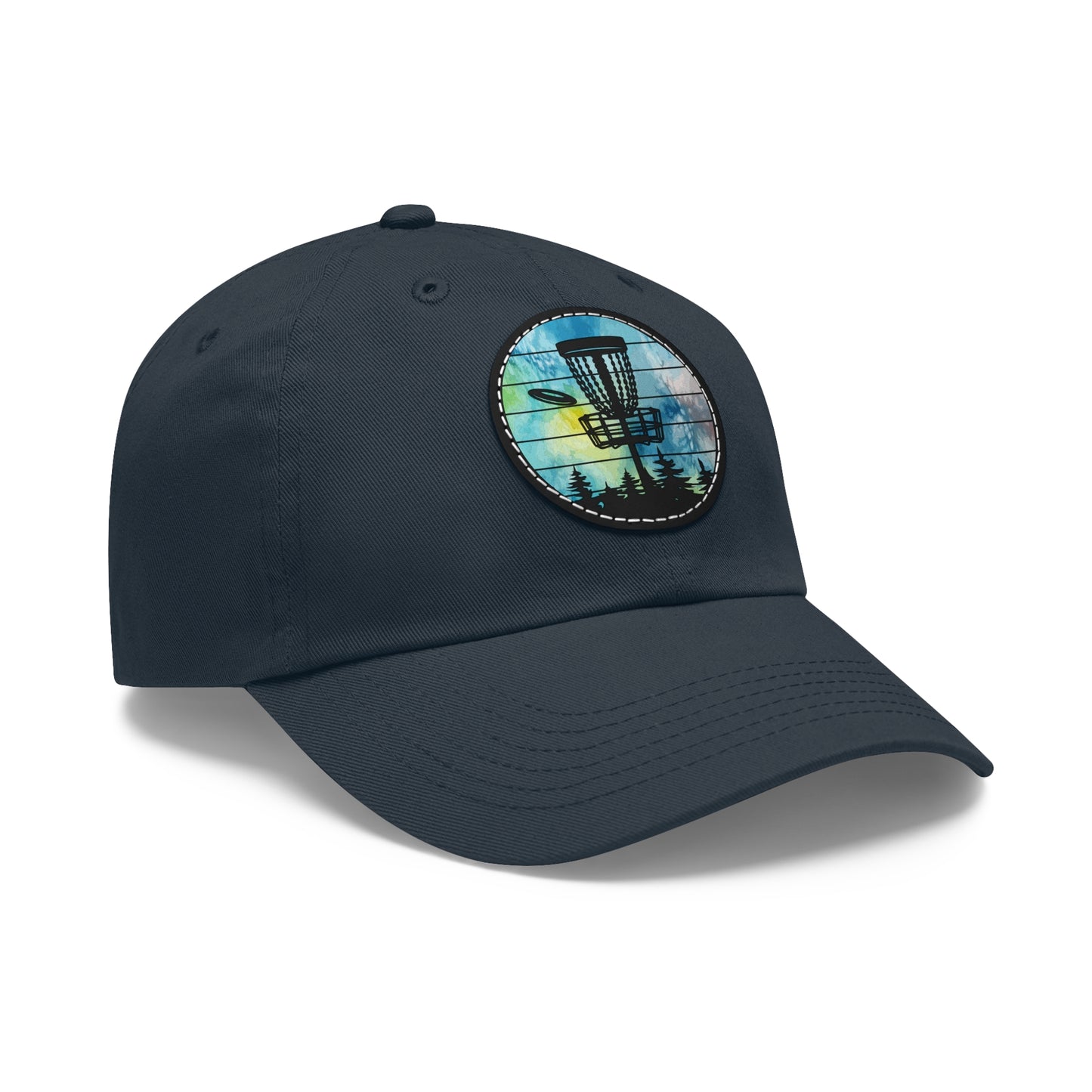 Flyin Colors Dad Hat with Leather Patch (Round) Disc Golf Basket