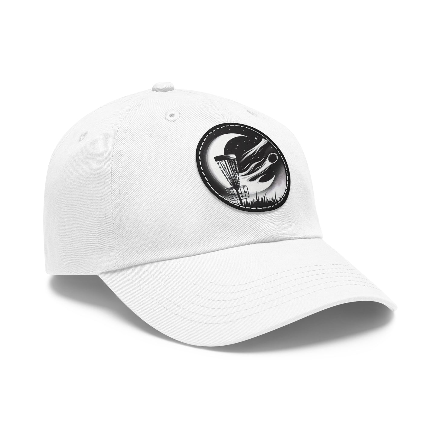 Disc Golf Dad Hat with Leather Patch (Round)
