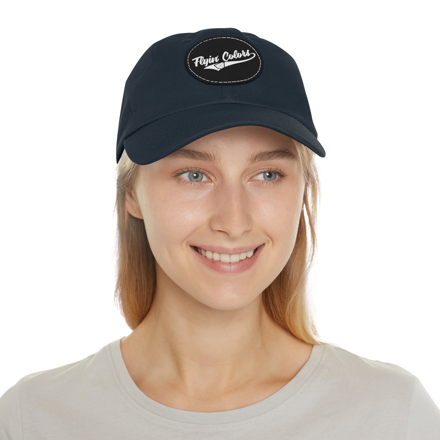 Flyin Colors swoop logo Dad Hat with Leather Patch (Round)