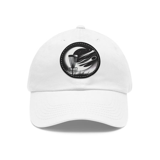 Disc Golf Dad Hat with Leather Patch (Round)