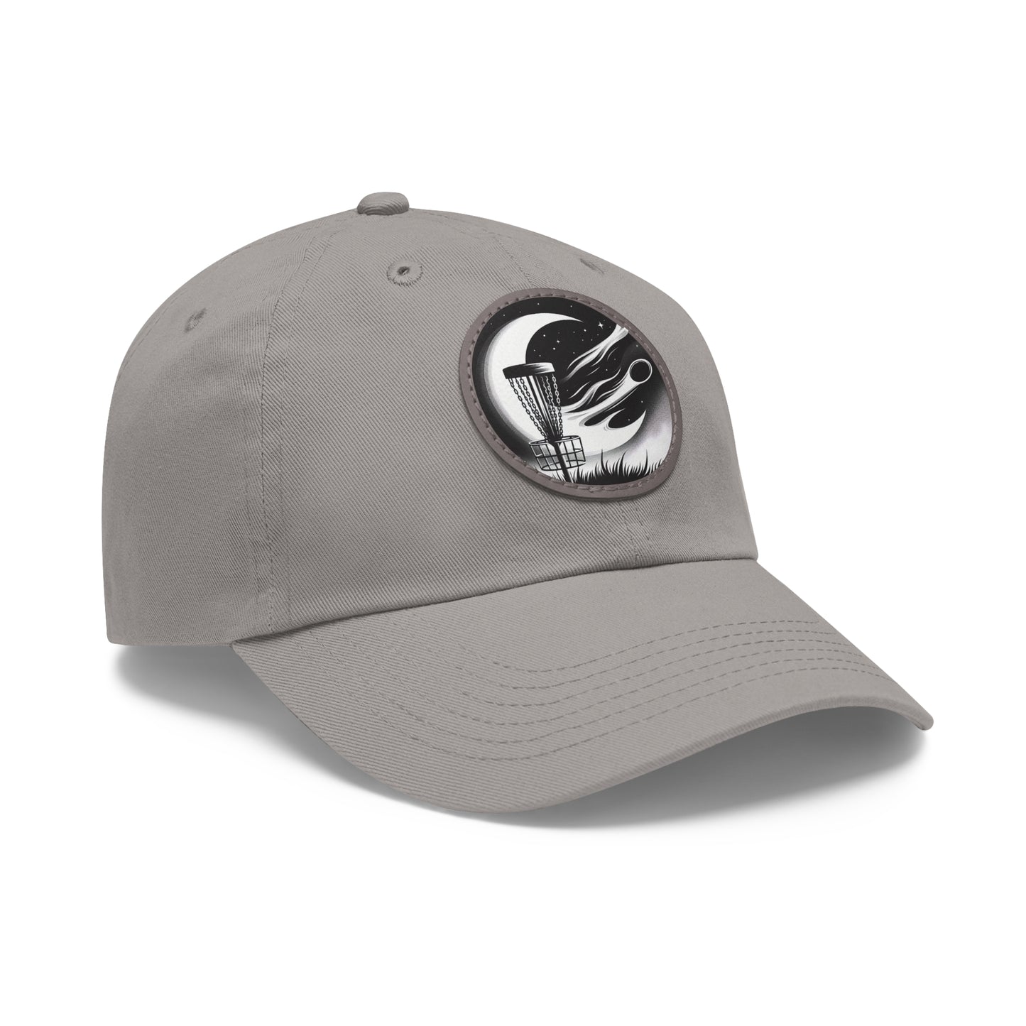 Disc Golf Dad Hat with Leather Patch (Round)