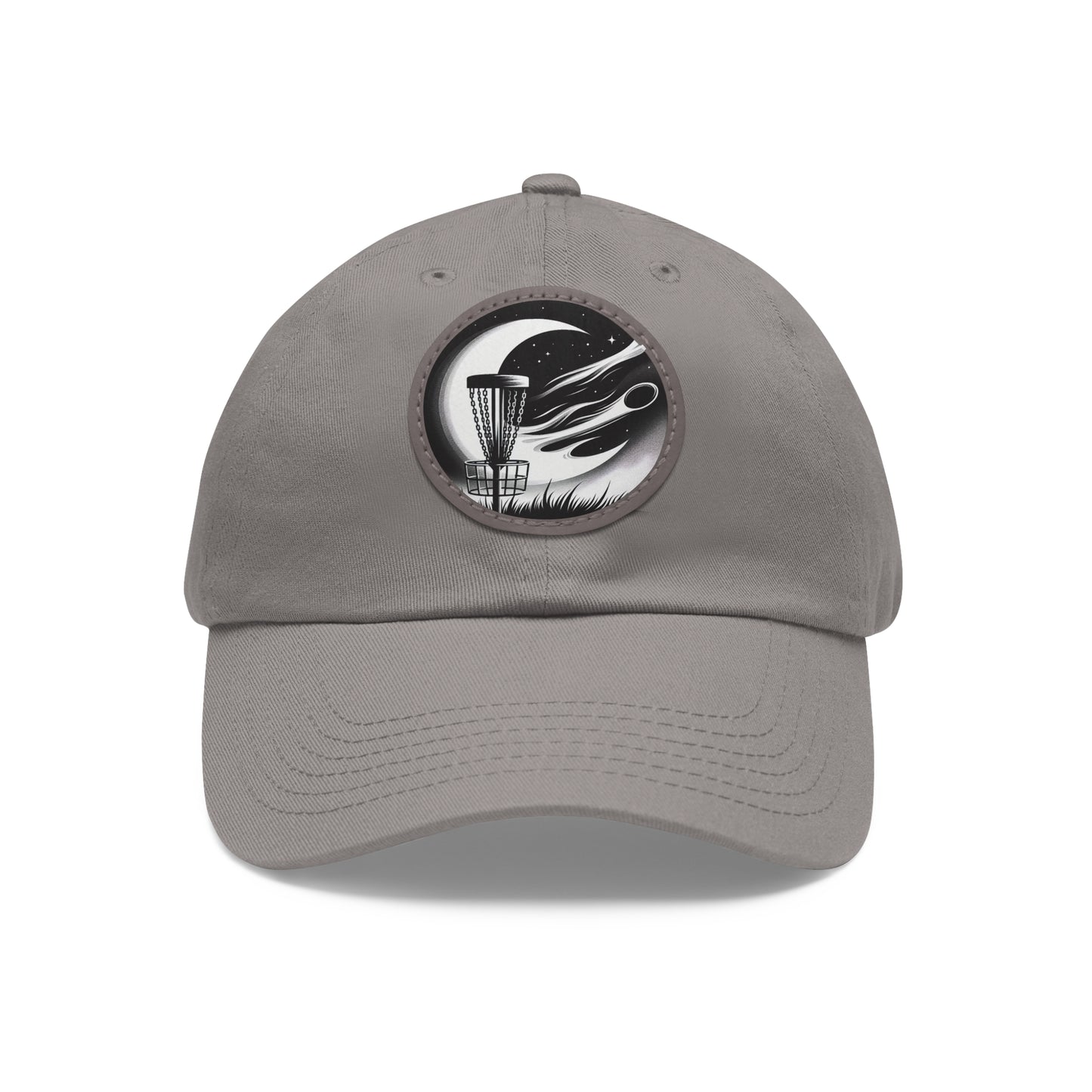 Disc Golf Dad Hat with Leather Patch (Round)