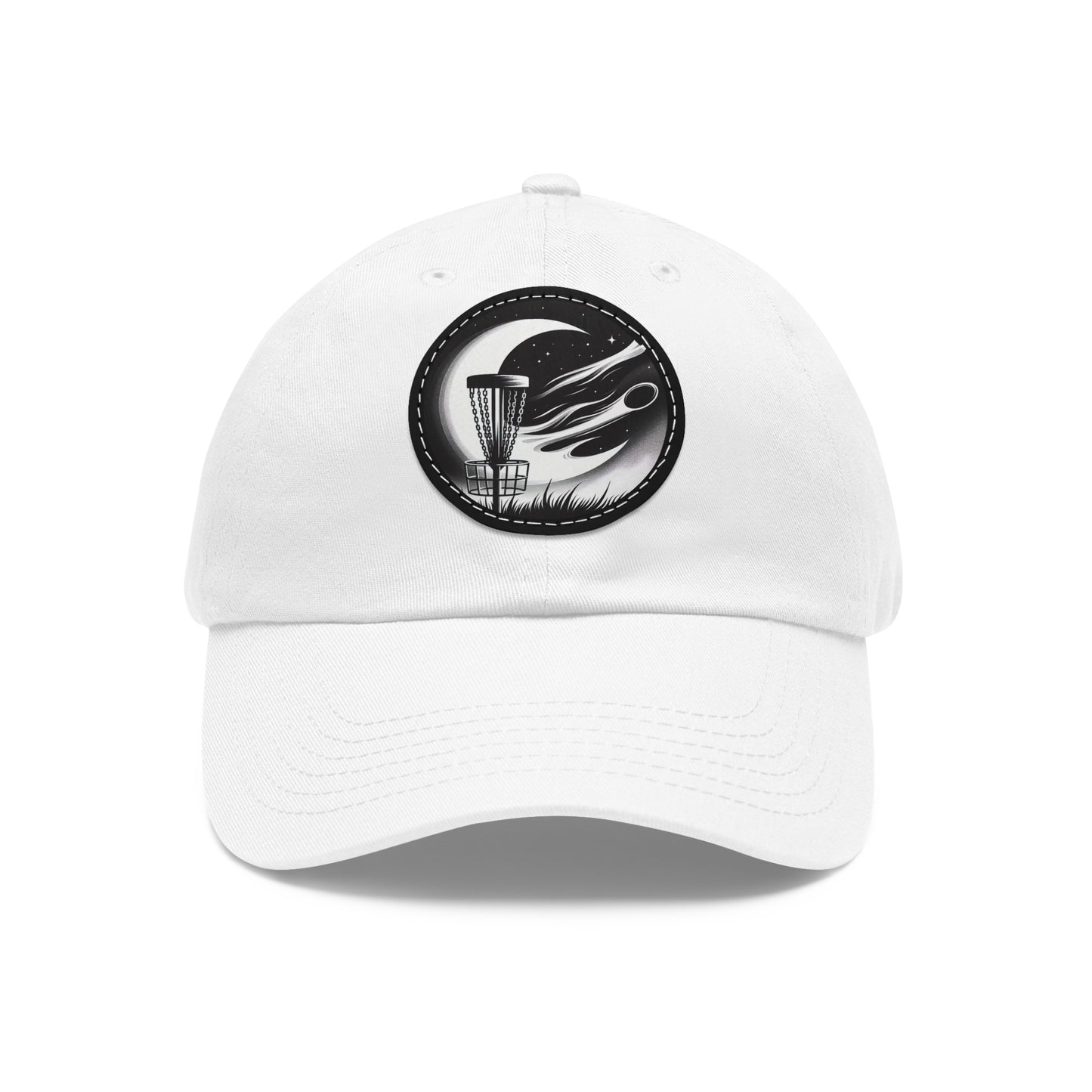 Disc Golf Dad Hat with Leather Patch (Round)