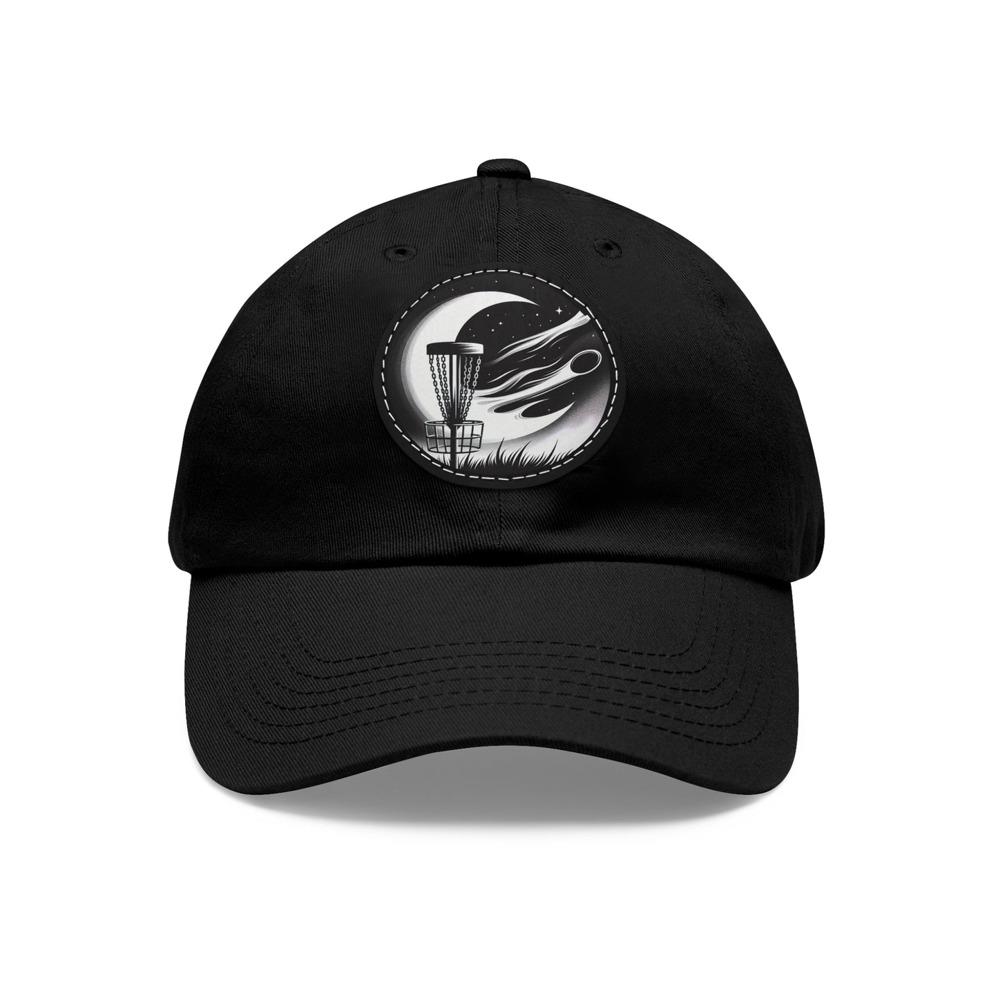 Disc Golf Dad Hat with Leather Patch (Round)