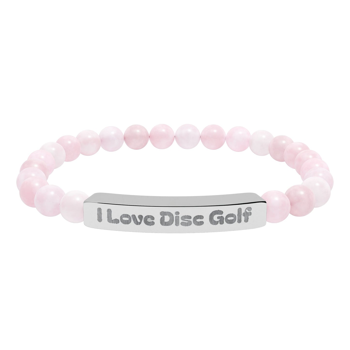 Natural Stone Stretch Bar Bracelet with I Love Disc Golf