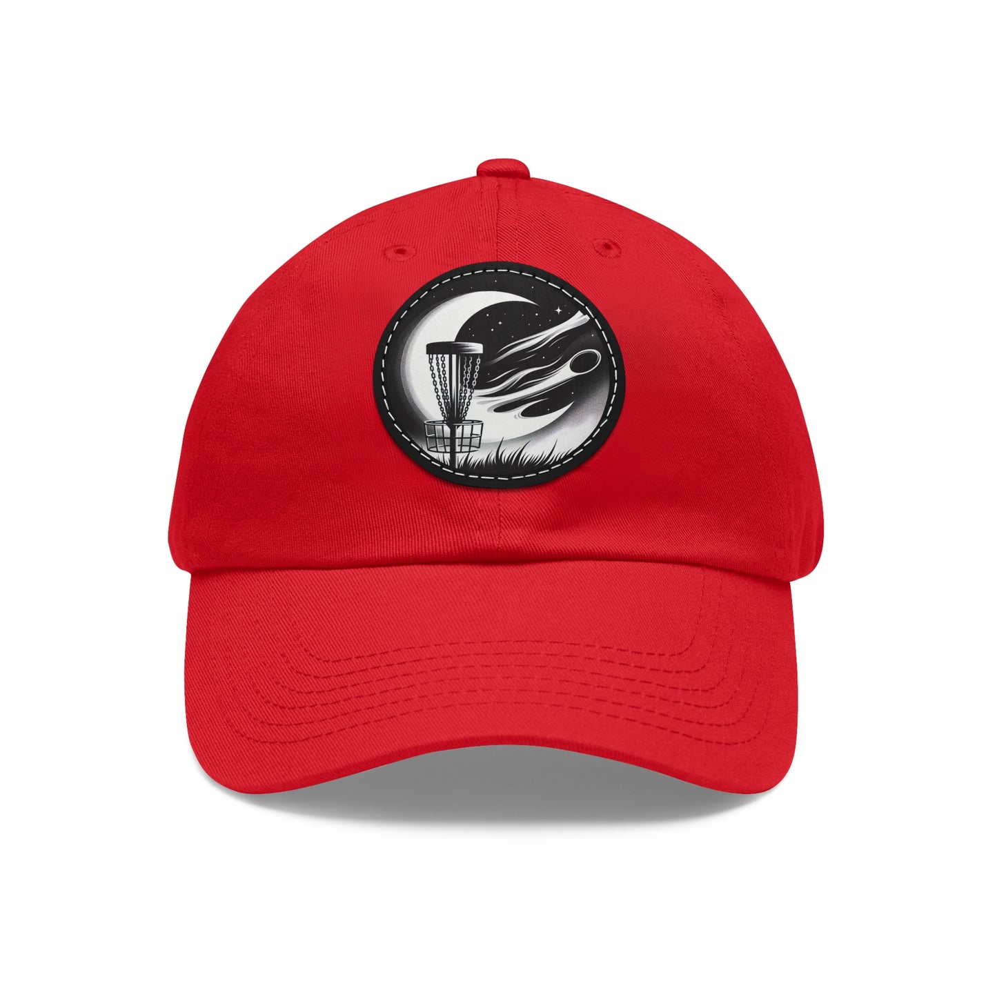 Disc Golf Dad Hat with Leather Patch (Round)