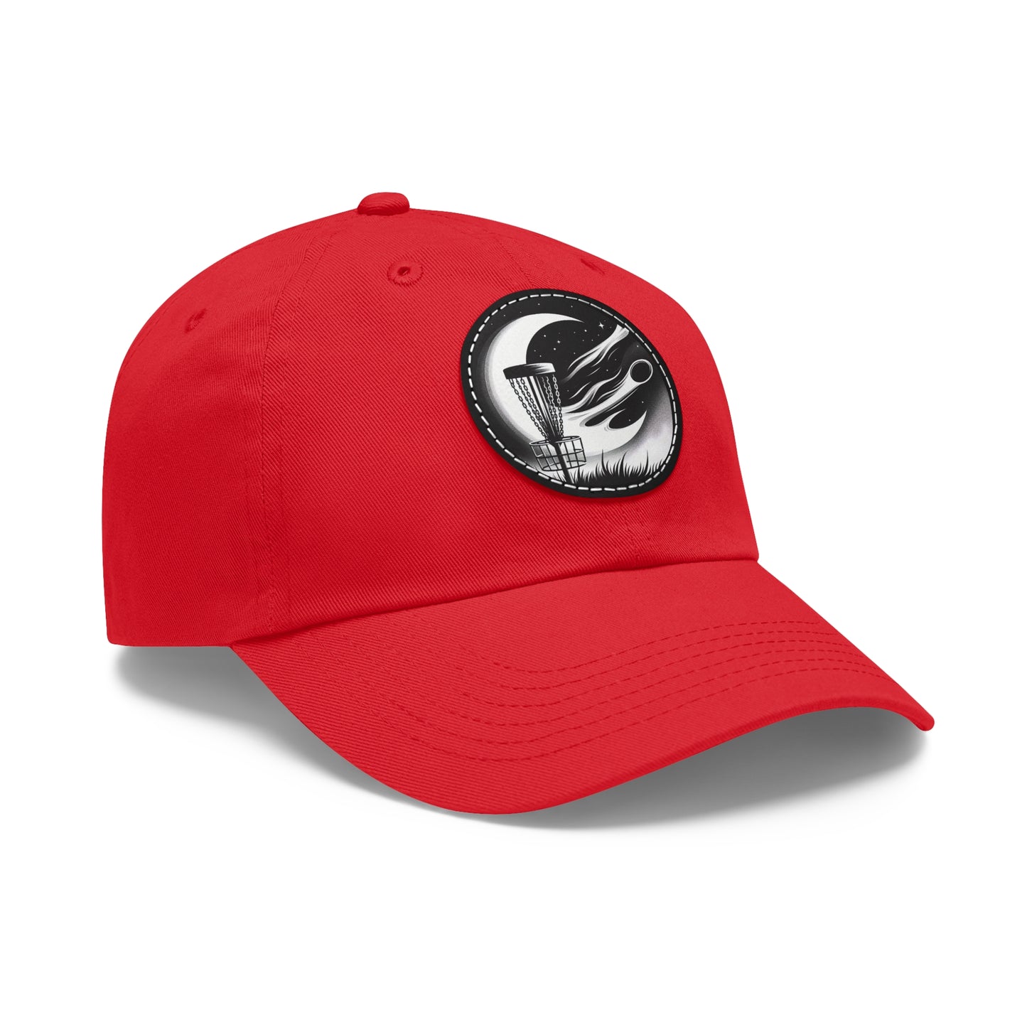 Disc Golf Dad Hat with Leather Patch (Round)