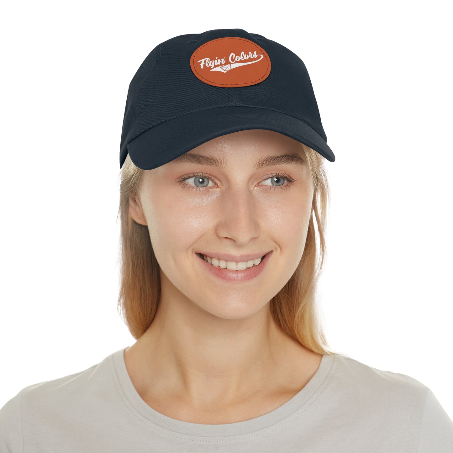 Flyin Colors swoop logo Dad Hat with Leather Patch (Round)