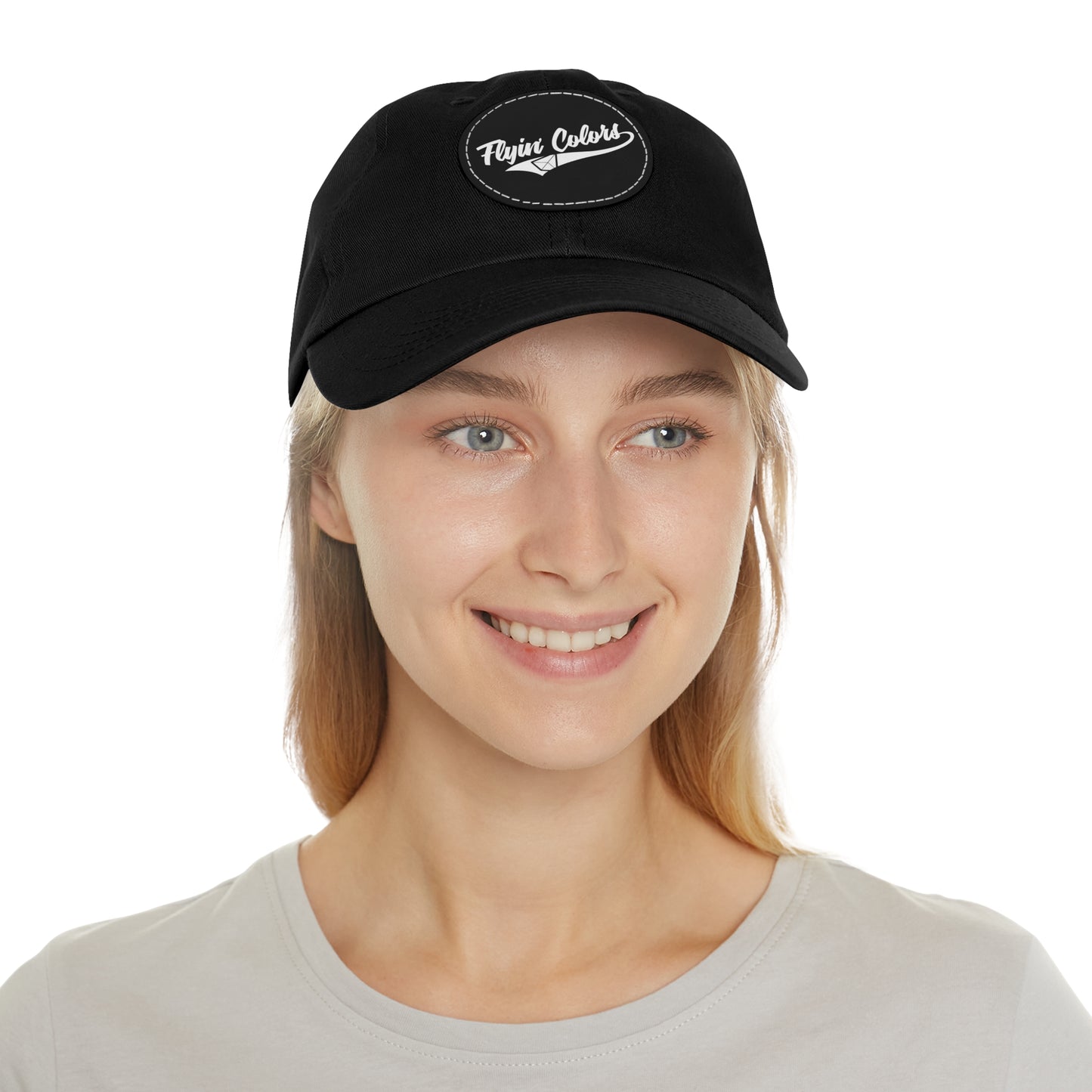 Flyin Colors swoop logo Dad Hat with Leather Patch (Round)