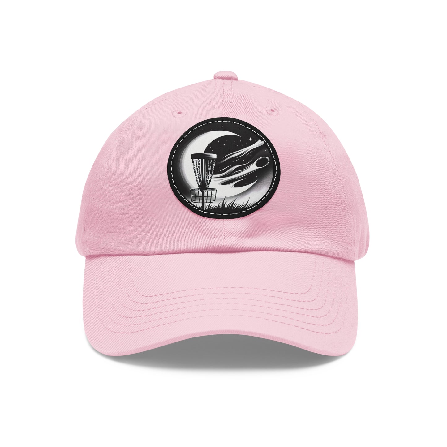 Disc Golf Dad Hat with Leather Patch (Round)