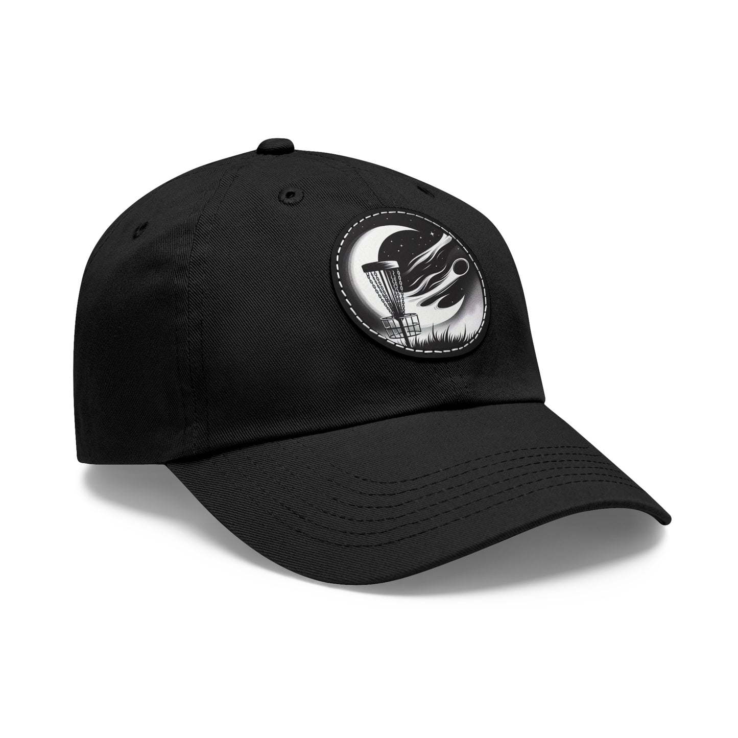 Disc Golf Dad Hat with Leather Patch (Round)